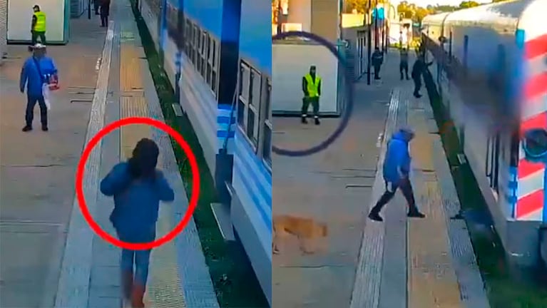 La filmación de la caída de la mujer a las vías del tren.