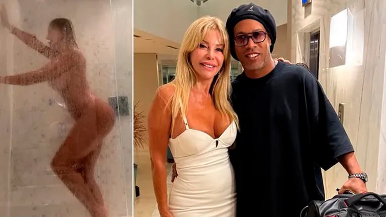 La foto de Graciela Alfano después de encontrarse con Ronaldinho en el hotel en Punta del Este.