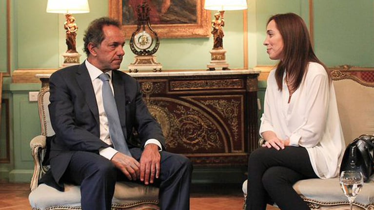 La foto de la reunión entre Daniel Scioli y María Eugenia Vidal.