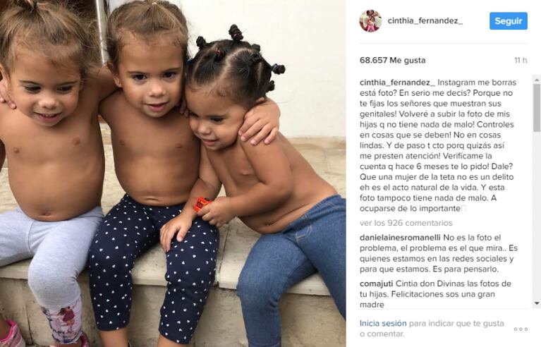 La foto de las hijas de Cinthia que censuraron