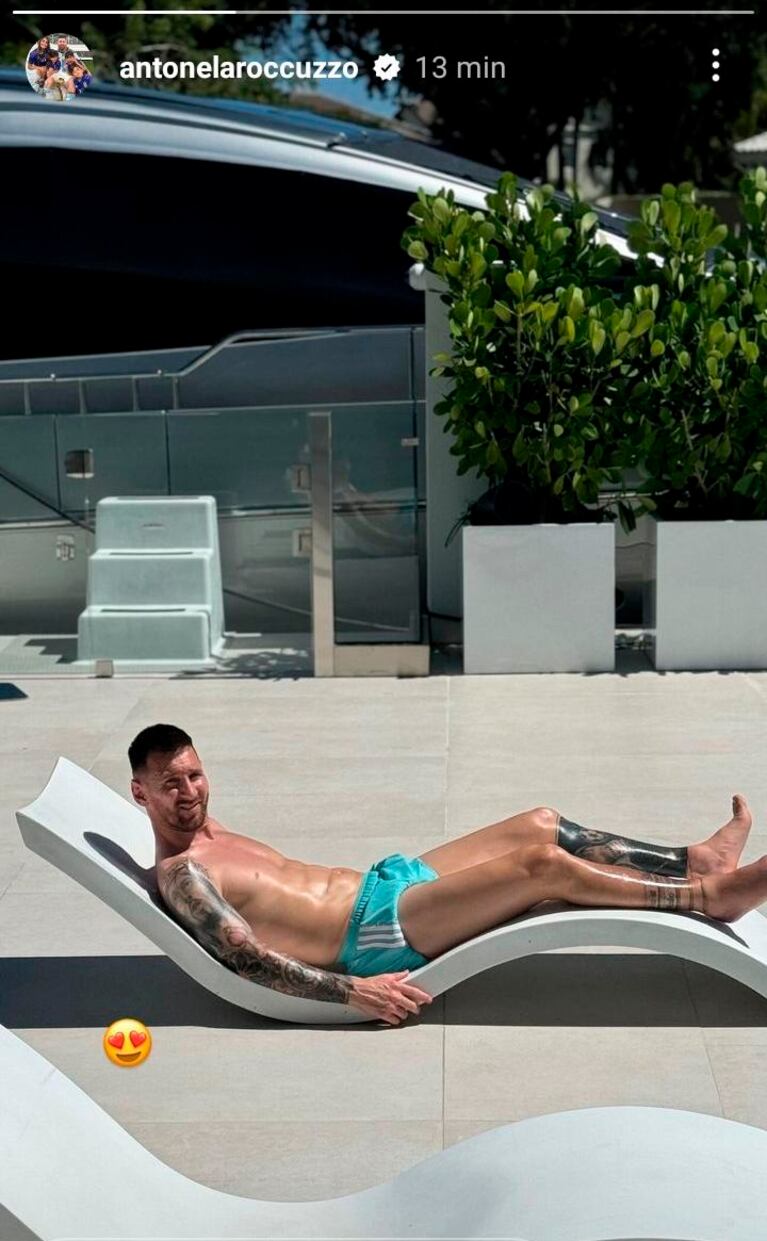 La foto de Messi en pleno descanso.