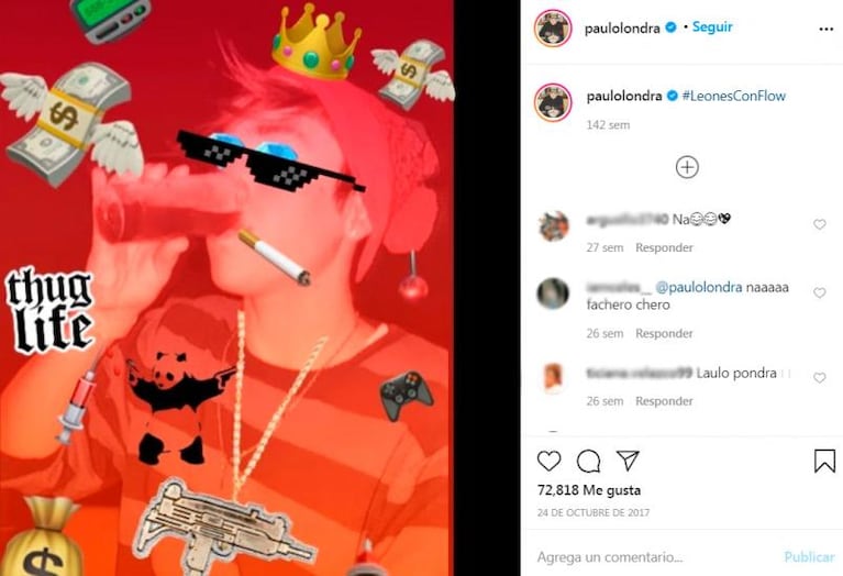 La foto de Paulo Londra fumando que causó sorpresa en Instagram