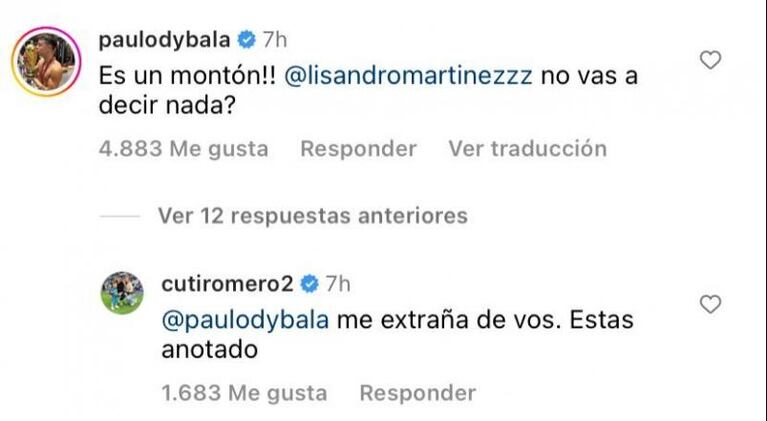 La foto del Cuti Romero y los desopilantes comentarios de los jugadores de la Scaloneta