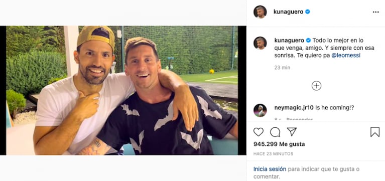La foto íntima de despedida del Kun Agüero con su amigo Messi: “Te quiero”