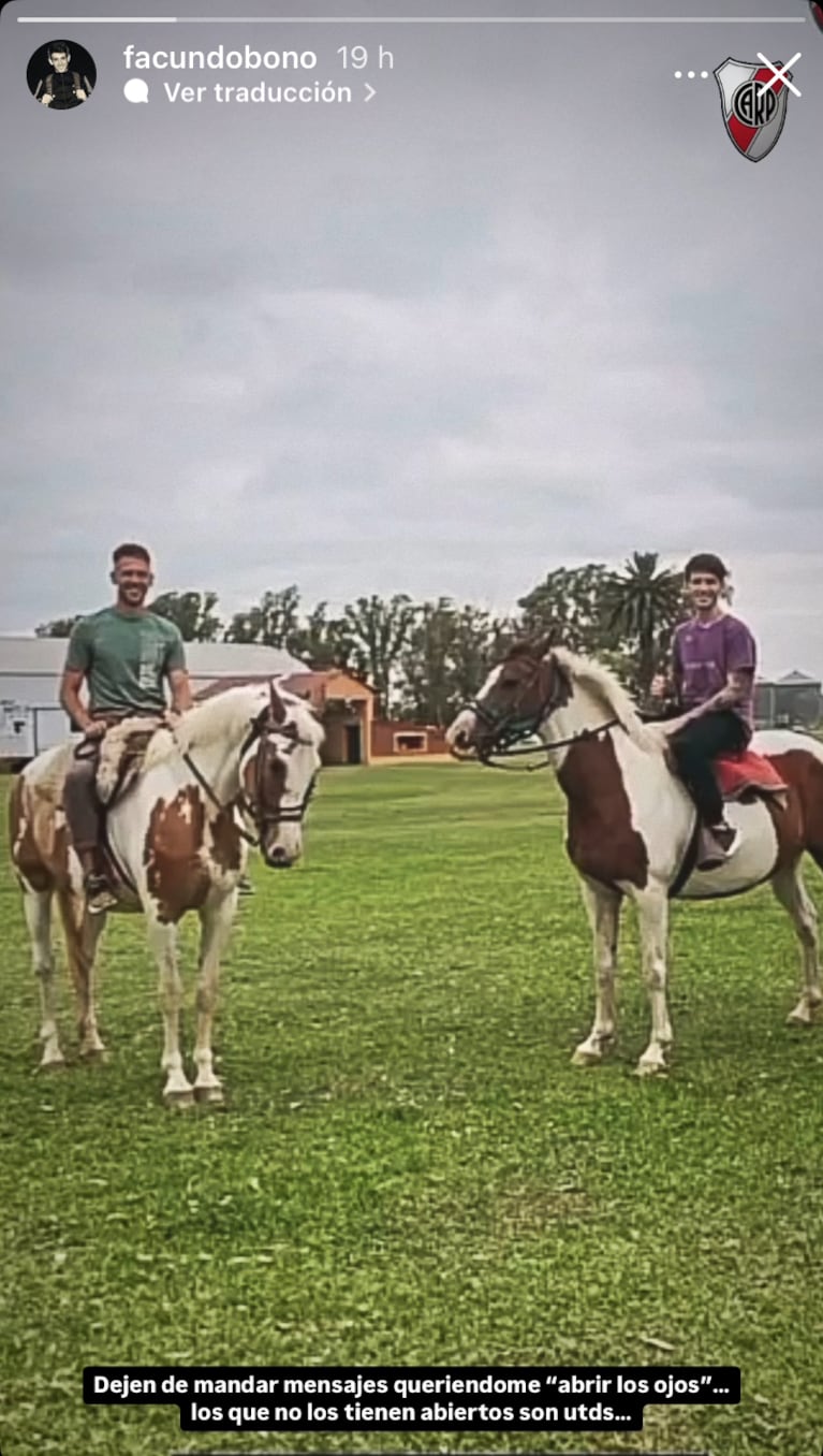 La foto que compartió Facundo Bono, el hijo de Martín Demichelis, con la que demostró que son cercanos. Fuente: Imagen subida a Instagram por Facundo Bono.