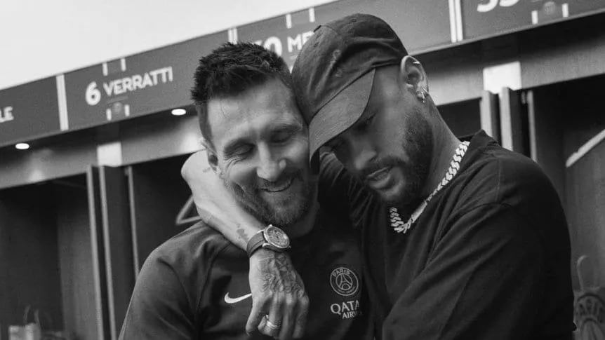 La foto que le dedicó Neymar a Messi en un posteo.