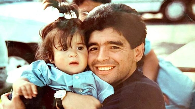 La foto que subió Giannina a sus redes con su papá. Foto:@giamaradona