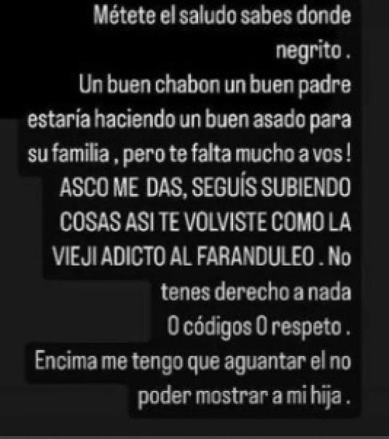 La fulminante respuesta de Tamara Báez al saludo de L-Gante por el Día de la Madre