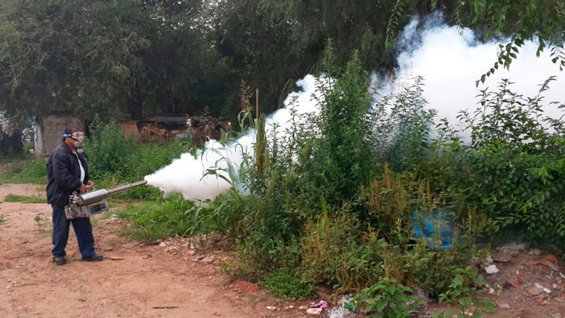 La fumigación de hoy en Villa El Tropezón.