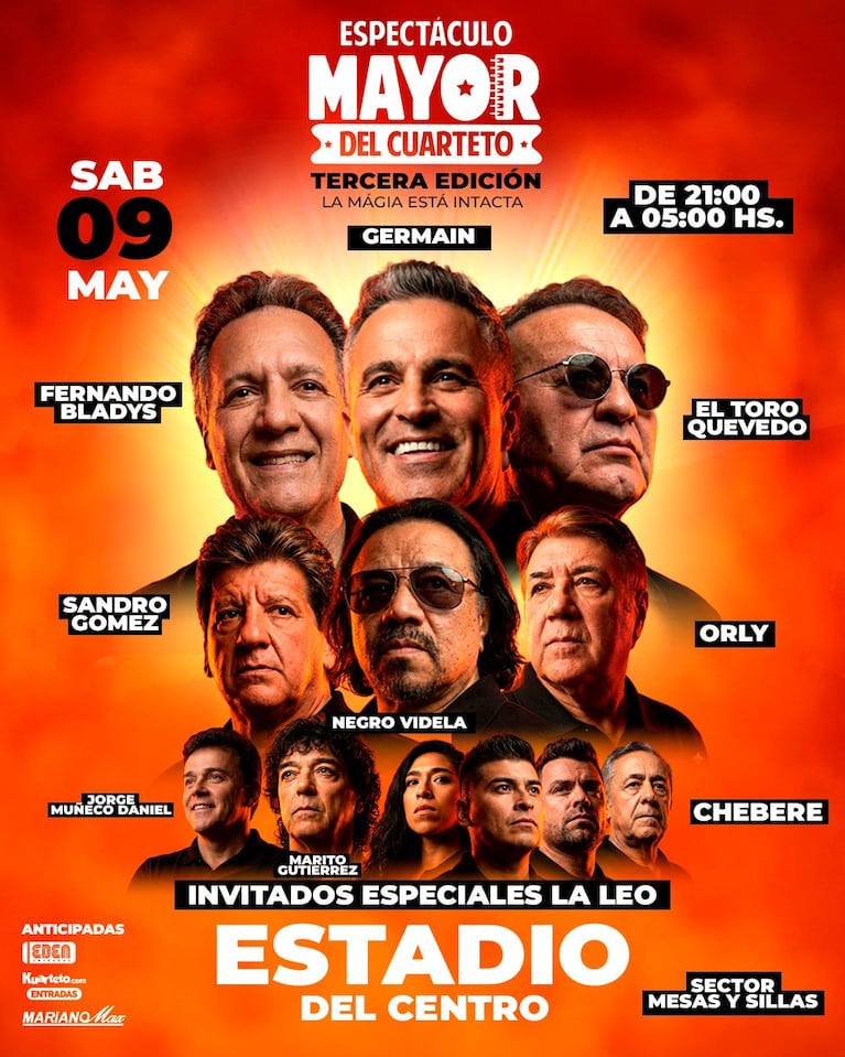 La grilla del Espectáculo Mayor del cuarteto.