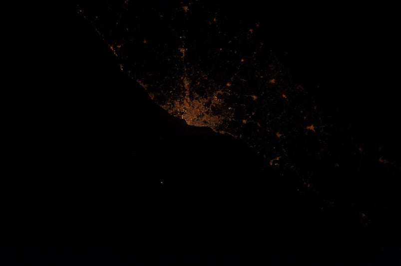 La Habana fue tomada de noche desde la Estación Espacial Internacional.