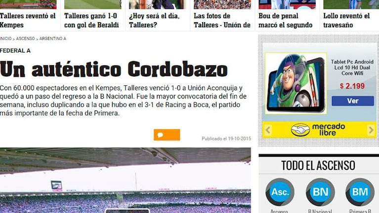 La hinchada de Talleres llegó a los medios internacionales