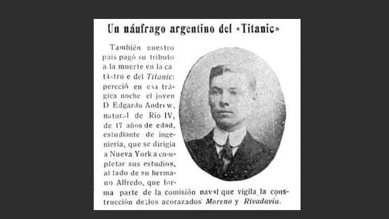 La historia de Edgar Andrew, el cordobés que murió en el hundimiento del Titanic