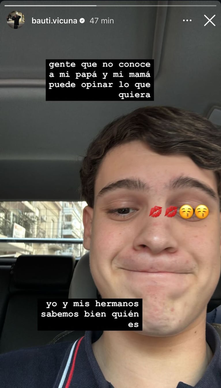 La historia de Instagram de Bautista Vicuña.