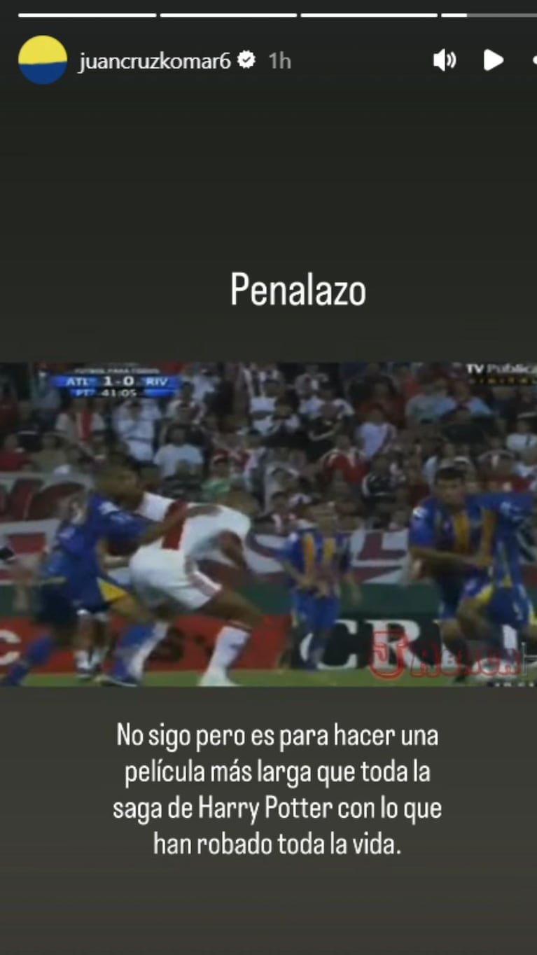 La historia de Komar en contra de River y Racing.