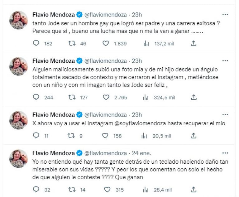 La indignación de Flavio Mendoza porque sacaron de contexto una foto con su hijo