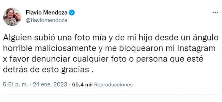 La indignación de Flavio Mendoza porque sacaron de contexto una foto con su hijo