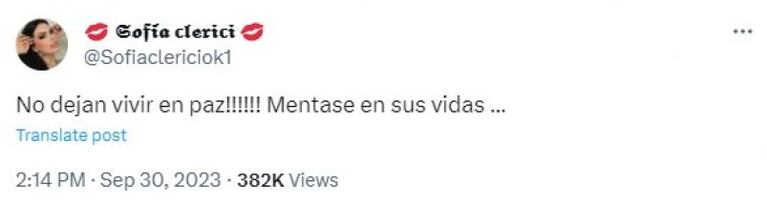 La indignante respuesta de Sofía Clerici en medio del escándalo por Insaurralde