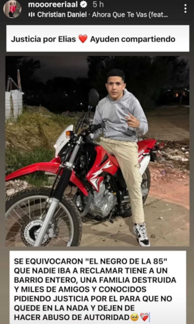 La influencer era amiga del joven que murió en Córdoba tras ser detenido.