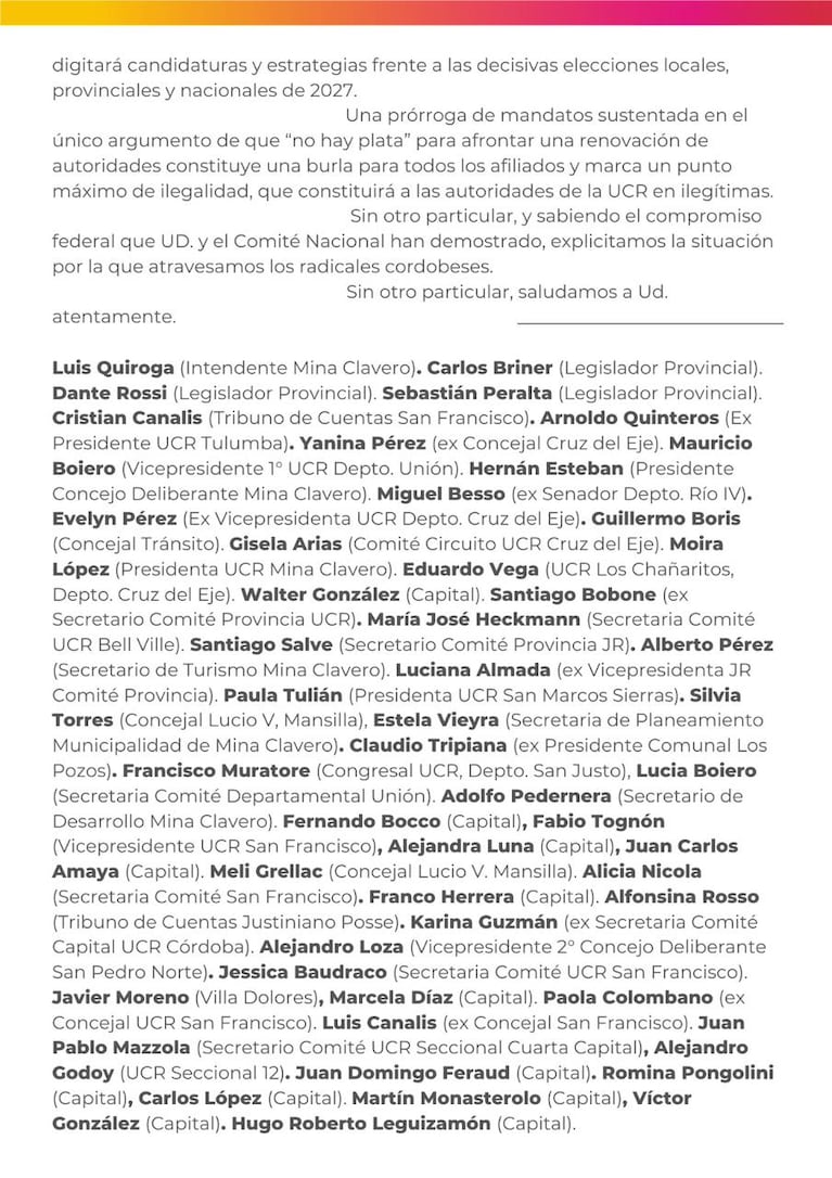 La interna en el radicalismo cordobés: cruzan a De Loredo y Ferrer y piden no hacer “mileísmo ni cordobesismo”