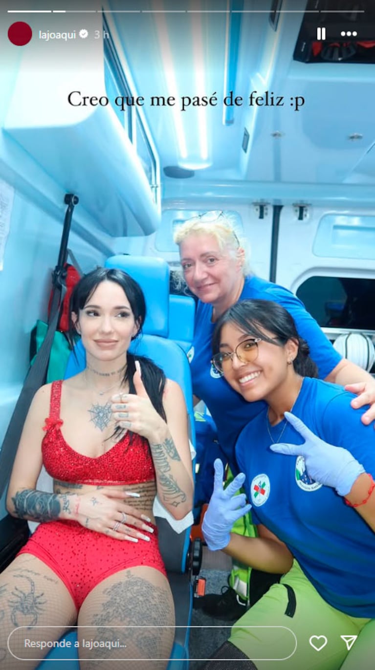 La Joaqui se lesionó en pleno show en Italia, terminó con cuello ortopédico pero llevó calma: “Siempre puedo”