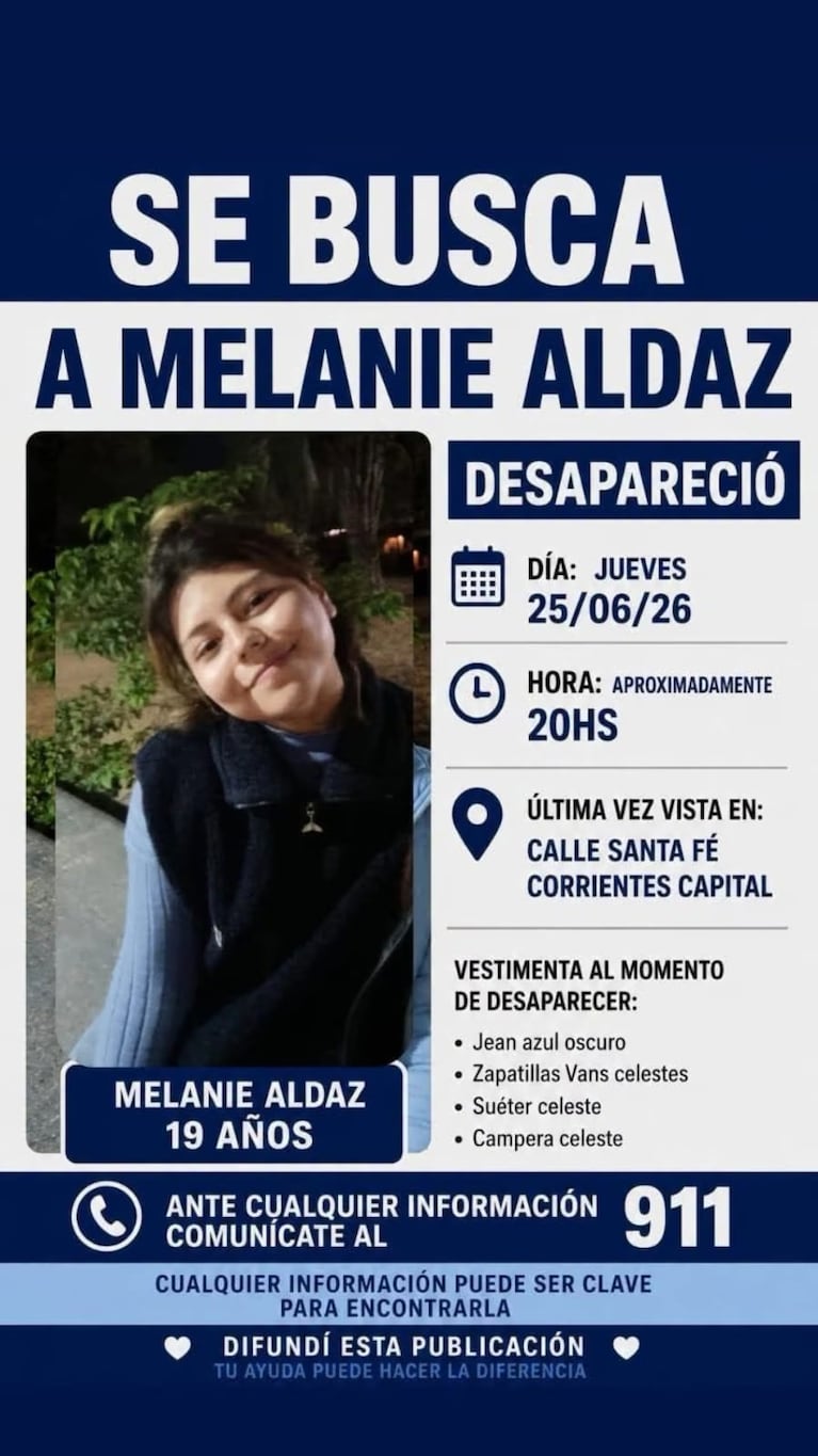 La joven está desaparecida desde el jueves.