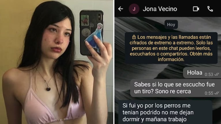 La joven quedó sin palabras al leer el mensaje del vecino.