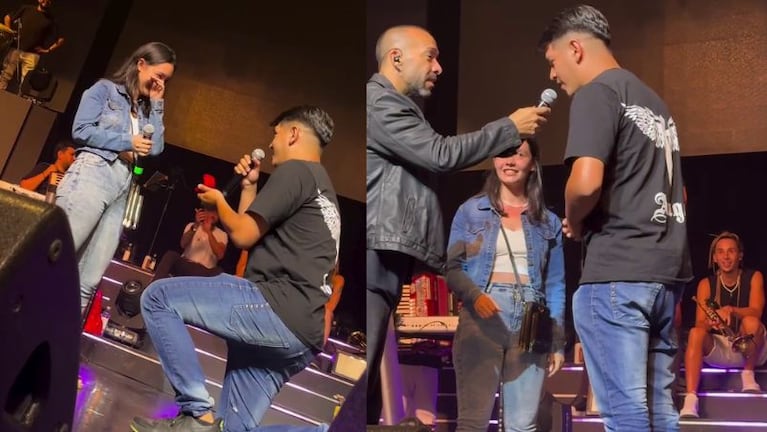 La Konga protagonizó una propuesta de casamiento en pleno show de Carlos Paz.