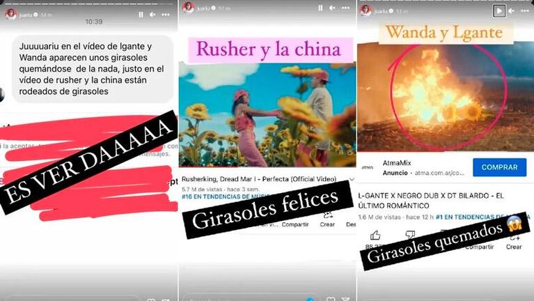 La llamativa coincidencia en el video de Wanda Nara y L-Gante con el de la China Suárez y Rusherking