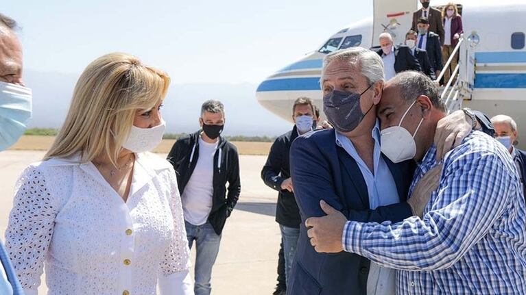 La llegada de Alberto Fernández a La Rioja. Foto: Presidencia