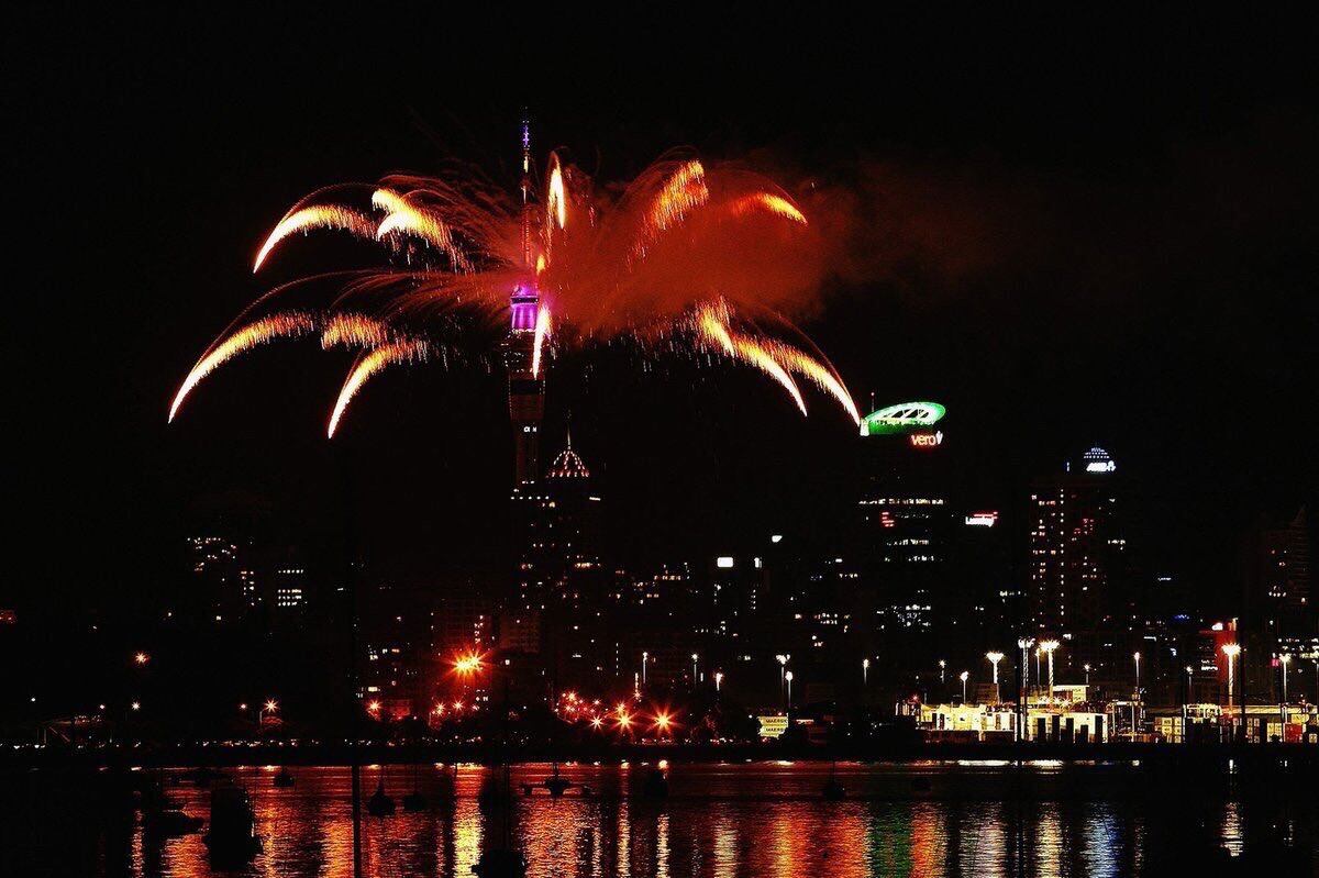 La llegada del 2018 en Auckland, Nueva Zelanda