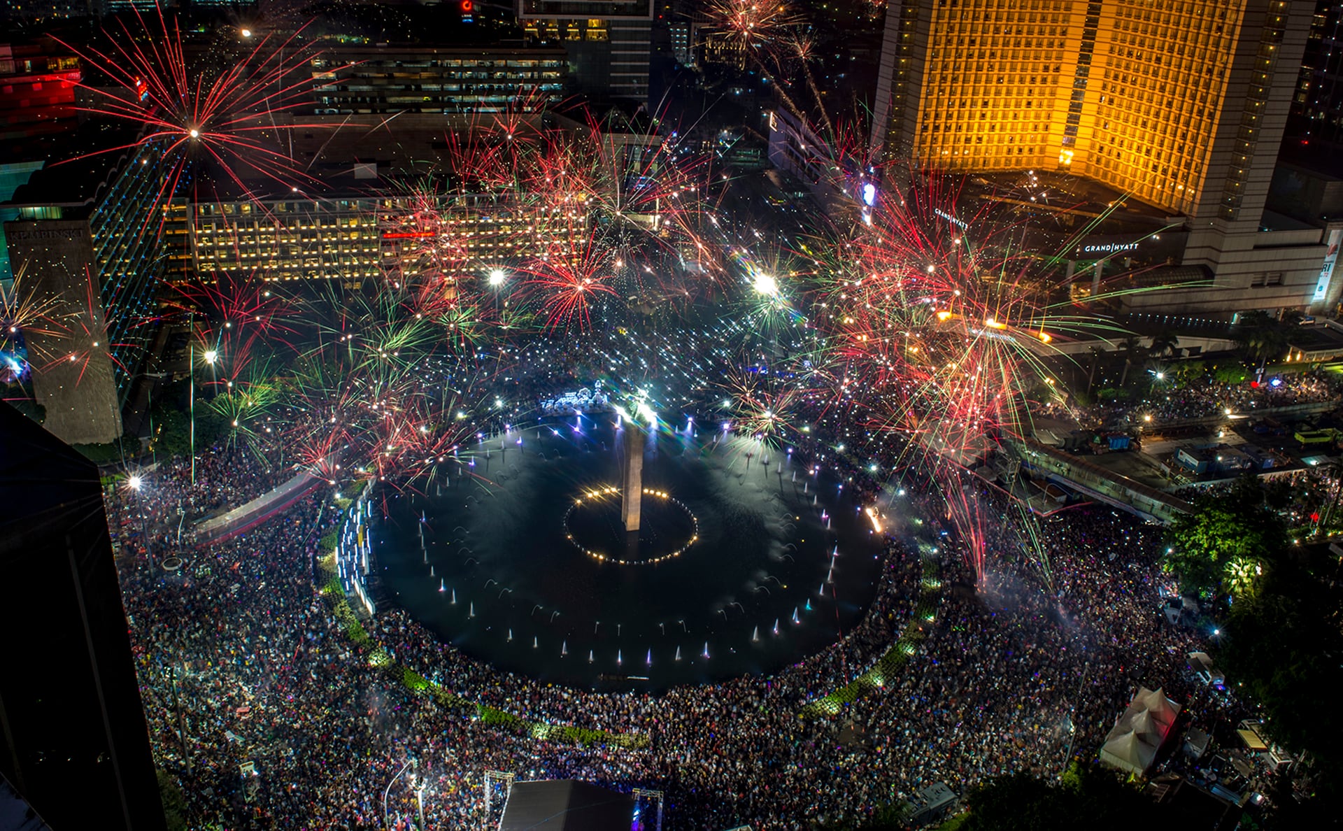 La llegada del 2018 en Indonesia.