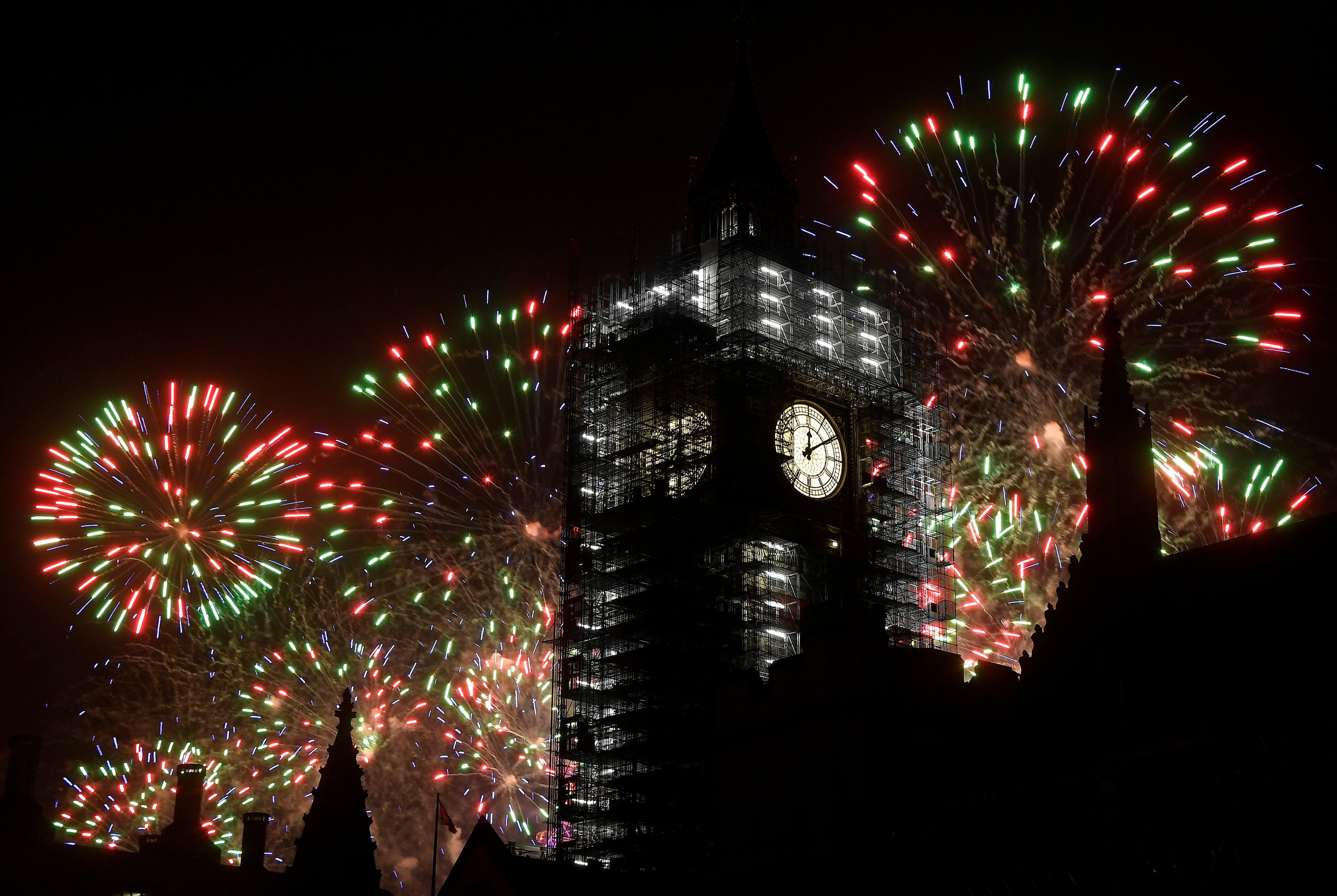 La llegada del 2018 en Londres, Inglaterra.