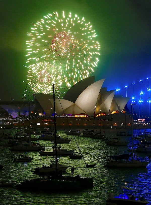 La llegada del 2018 en Sidney, Australia