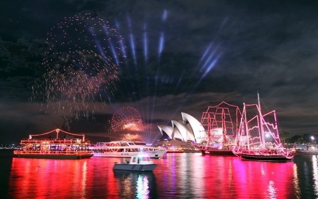 La llegada del 2018 en Sidney, Australia