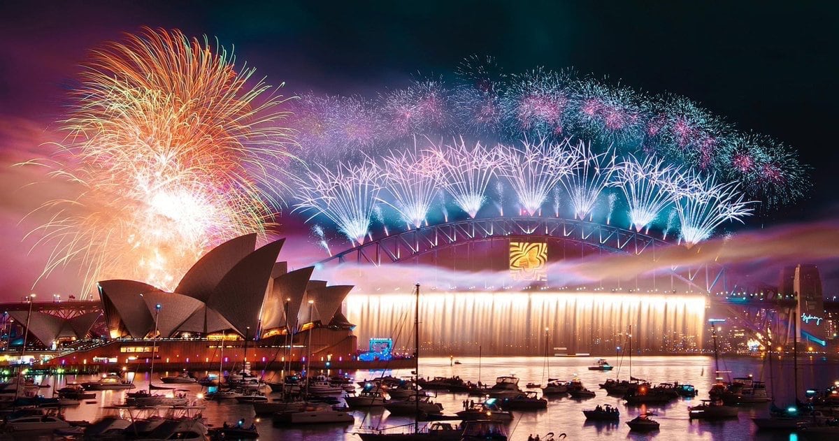 La llegada del 2018 en Sidney, Australia