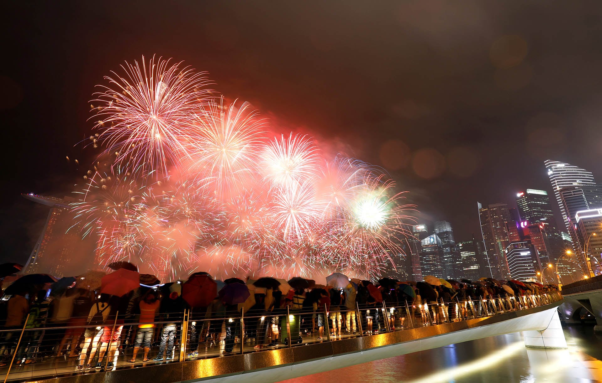 La llegada del 2018 en Singapur.