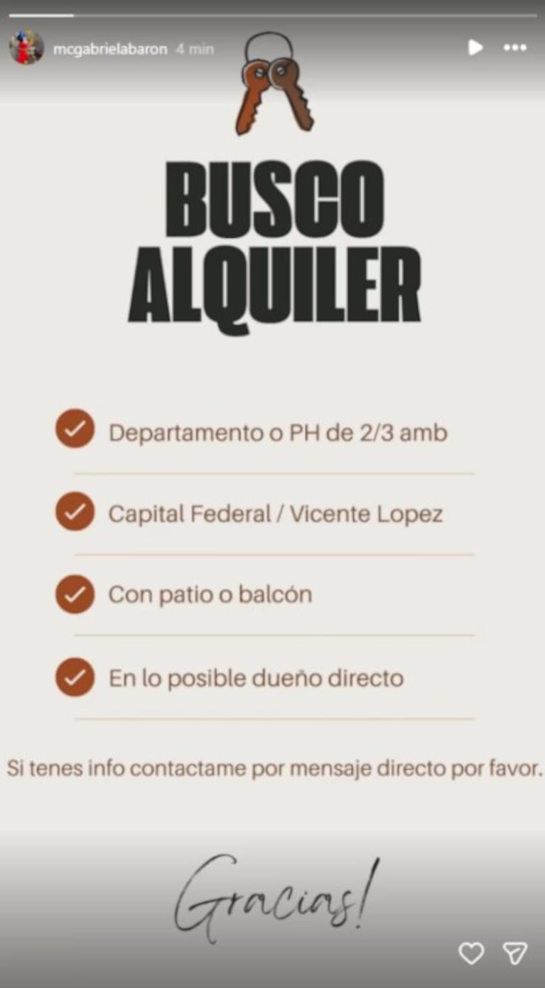 La madre de Jimena Barón busca alquiler.
