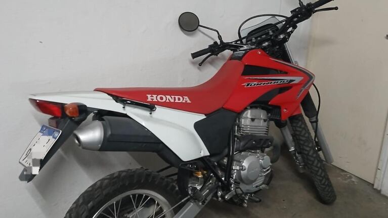 La moto Honda XR 250cc que querían robar los menores.