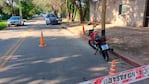 La moto que intentaron robarle al policía. Foto: Juan Pablo Lavisse/El Doce.