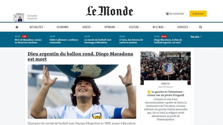 La muerte de Diego Maradona: noticia principal de todos los medios del mundo