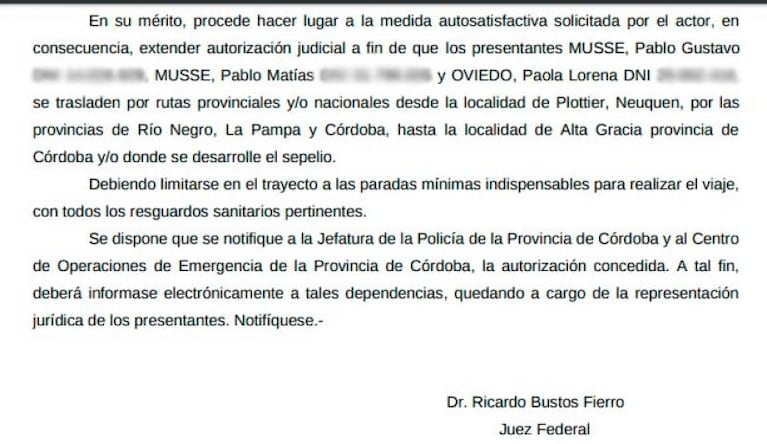 La muerte de Solange: el juez Bustos Fierro autorizó al papá para viajar y llegar al sepelio