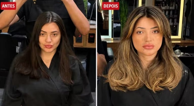La mujer atacó al peluquero y quedó grabada.