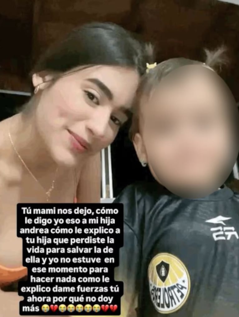 La mujer del jugador salvó a la beba con su cuerpo.