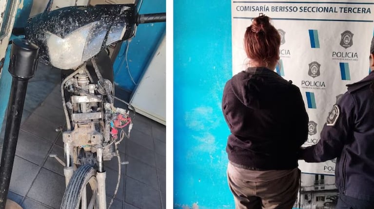 La mujer llegó con una moto deteriorada y levantó sospechas.