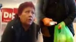 La mujer llenó un canasto con las mercadería que intentó robar.