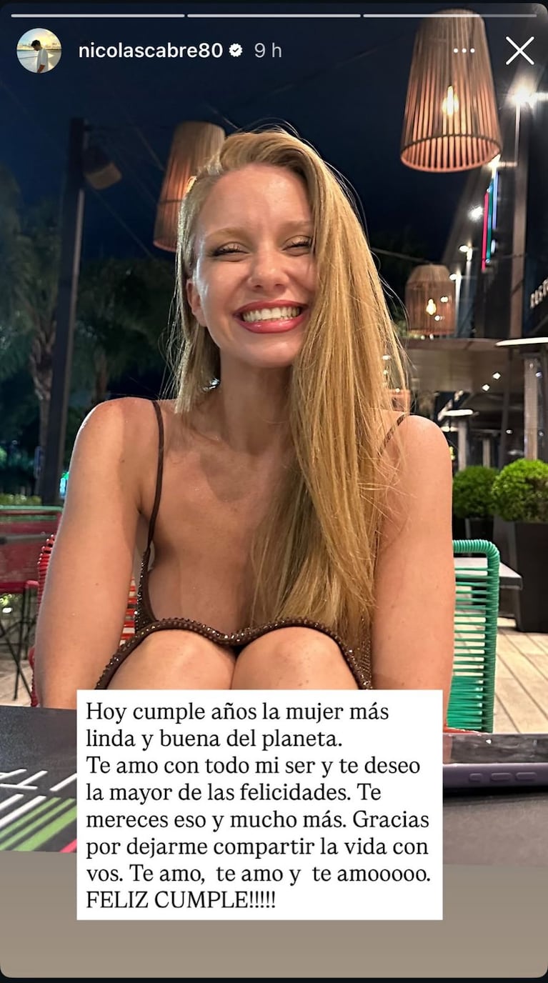 “La mujer más linda y buena del planeta”: enamoradísimo, Cabré saludó a Rocío Pardo por su cumple