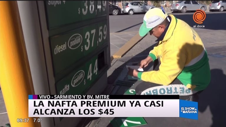La nafta premium alcanza casi los $45