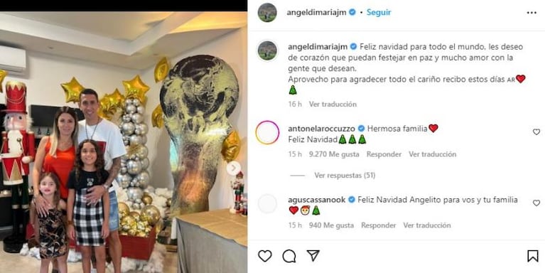 La Navidad romántica de Messi y los saludos del resto de los campeones del mundo