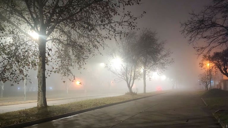 La niebla cubriendo Río Cuarto. Foto: @EstefaniaPra1.